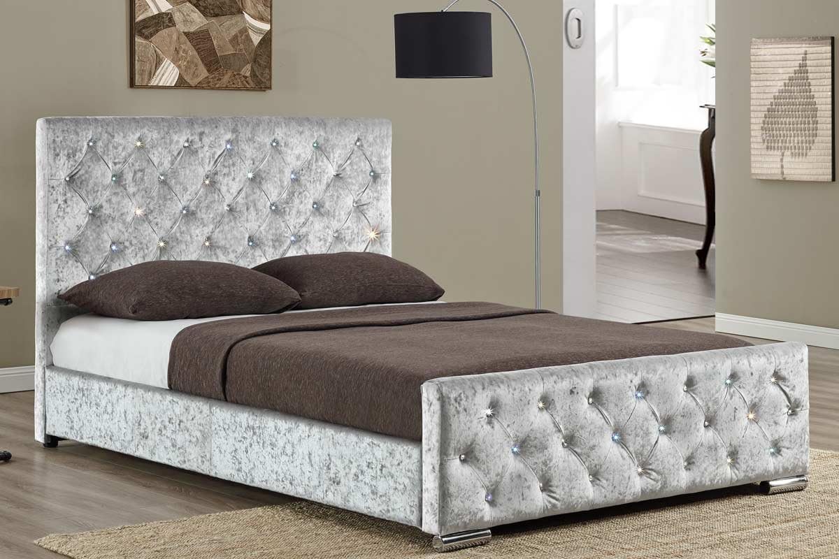 Fabric Designer Beaumont Diamante Studded Luxury Upholstered Crushed