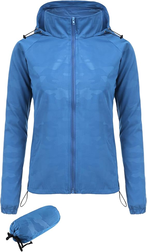 FISOUL Women's Lightweight Jacket Packable Running Windbreaker Active Outdoor Hooded