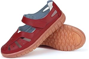 FANMMING Women 's Classic Genuine Leather Casual Flat Sandal Closed Toe Fisherman Sandals Comfy Work Sandal Everyday Walking Shoe