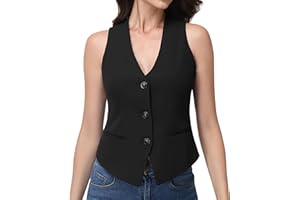V VOCNI Vest Tops for Women Trendy Suit Vest Top V-Neck Sleeveless Button Dressy Casual Fashion Waistcoat