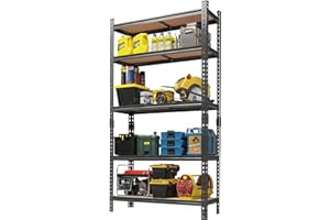 Storage Shelves 5 Tier Adjustable Garage Storage Shelving, Garage Shelves for Basement, Warehouse, Pantry, Closet, Kitchen 72
