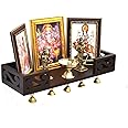 DecorDen Wooden Wall Mount Temple for Home,Wooden Home Temple/Wall Shelf/Pooja Mandir/Pooja Stand/Wooden Mandir/Devghar/Devara/Multipurpose Shelf/Small Temple for Office/House Temple