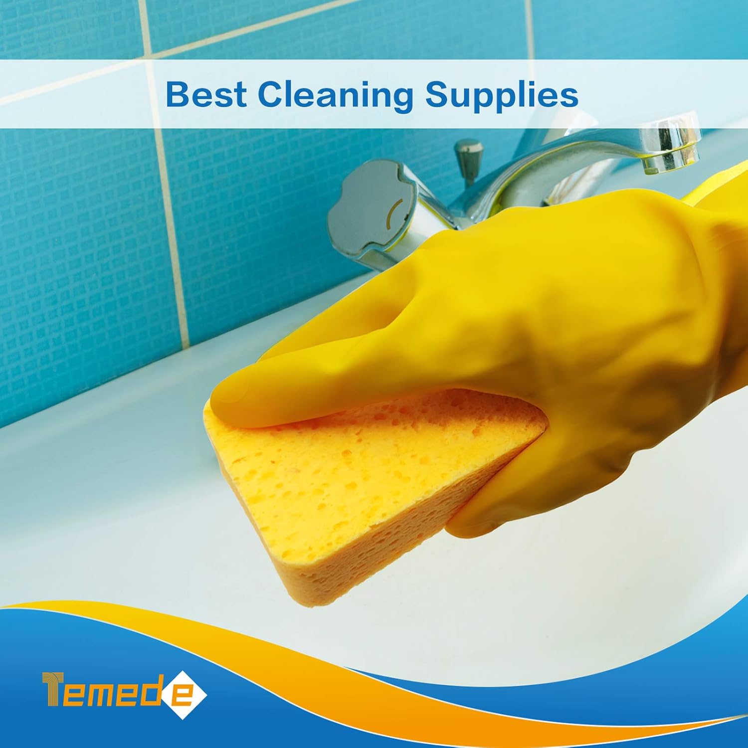 Temede Sponges for Dishes, Large Cellulose Kitchen Sponge, 3.5cm Thick Heavy Duty Scrub Sponges for Cleaning, Non-Scratch Dish Scrubber Natural Sponge for Household Cleaning, Cookware, Bathroom, 5pcs: Kitchen & Dining