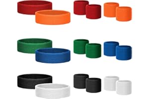 Samoyee 18 Pcs Sweatbands for Kids Sports Colorful Elastic Headband Wrist Bands Sets Moisture Wicking Sweat Band for Team Activity, Basketball, Football, Running, Gym & Exercise