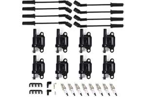 DEEGOOLY 8PCS UF413 Square Ignition Coils Pack & 19299585 Platinum Spark Plugs & 12192195 Spark Plug Wires Set Compatible with Cadillac CTS Che-vy G-MC Pontiac G8 Grand Prix H3 Tahoe 4.8L 5.3L 6.0L