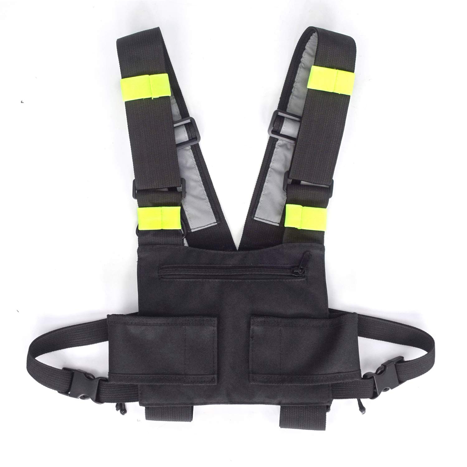 I3C 22.3 cm * 18.4 cm Black 600D Oxford Cloth Radio Chest Harness Chest Front Pack for Outdoor Use