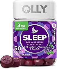 OLLY Sleep Gummy, Occasional Sleep Support, 3 mg Melatonin, L-Theanine, Chamomile, Lemon Balm, Sleep Aid, Blackberry, 50 Coun