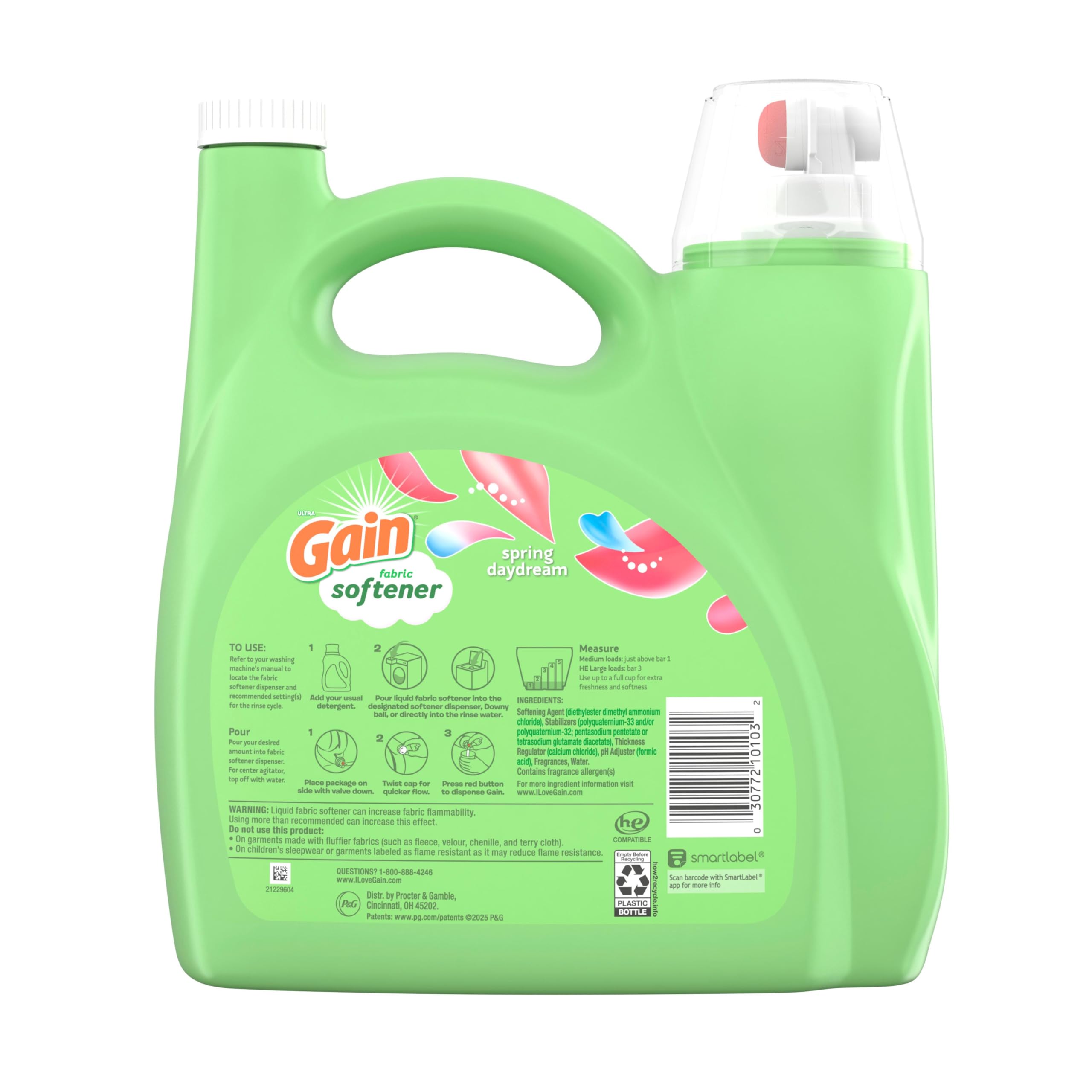 Gain Fabric Softener, Spring Daydream, 140 fl oz, 190 Loads