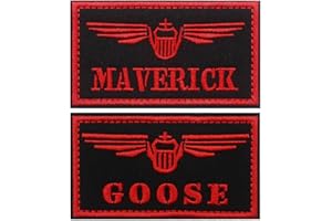 VEWORN Goose & Maverick Funny Embroidered Patch Stickers with 3.8"x2.2" Hook and Loop Embroidered Applique for Shirts Backpacks Hats Jackets