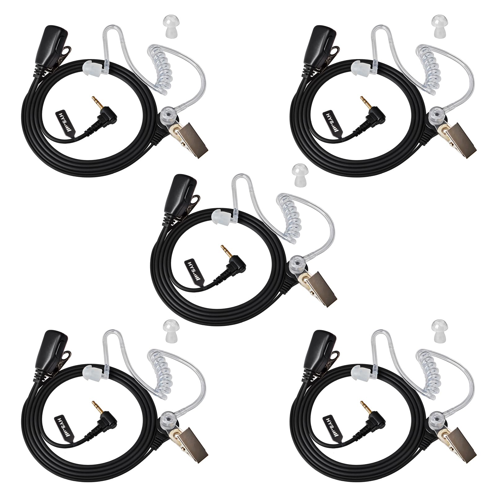 HYS 2.5mm 1Pin Walkie Talkie Earpiece with Mic, Security Headset Compatible with Motorola TLKR-T60 T61 T62 T80 T81 T82 T-92 H2O T80 Extreme T82 Extreme(2 Pack) (5)