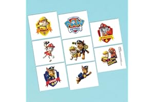 Amscan Amazing Paw Patrol Birthday Party Tattoo (8 Pieces), Multi, 2 x 1 3/4"