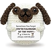 Juxrytyix Positive Crochet Dog Inspirational Gifts, Handmade Crochet Animal with Positive Messages Cute Emotional Puppy Support Birthday Gifts for Dog Mom Dad Pet Lover