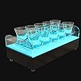 Shot Glasses Set of 12 – Clear Glass Tequila Shot Glasses with Light Up Acrylic Base Tray – Bulk Shot Glass Set for Parties, Bars, Weddings, Whiskey, Vodka – Mini & Tall Shot Glass Holder Display
