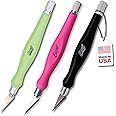 Excel Blades Fit Grip Craft Knife 3-Pack With #11 Ultra-Sharp Carbon Steel Angled Blade – Precision Hobby Knife with Contoured Rubberized Grip for DIY, Art Crafts – Assorted Colors, Made in the USA