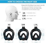 Jsdoin Snorkel Mask Full Face 180° View Anti-Fog Anti-Leak L/XL Black Blue view 3