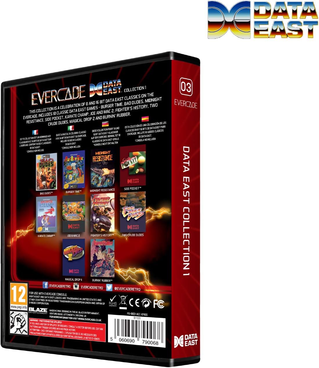 Evercade Dataeast Cartridge 1 (Electronic Games), Red, 15mm x 15mm x 5mm - Image 3