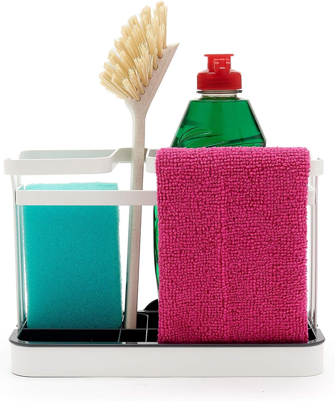 simplywire - Sink Tidy/Caddy - Retro Flat Steel Wire Kitchen Sink Organiser - White, 21cm (W) x 10cm (D) x 14cm (H) - Image 4