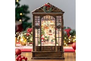 TIJNN Christmas Snow Globe Lantern, Snowman Choir Musical Glowing Snow Globes, Indoor Home Christmas Decor, Battery or USB Powered, with 6-Hour Timer, Holiday Decor Gift Christmas Lantern