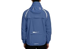 WILLIT Men's Cycling Jacket Windbreaker Raincoat Waterproof Running Hiking Camping Hood Lightweight Reflective Packable