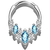 Cocharm Emerald 16G Teardrop Septum Rings Dainty Daith Earrings for Women Sparkly Daith Piercing Jewelry Stainless Steel