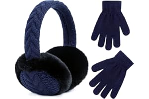 POXIMI Baby Warm Earmuffs Kid Magic Gloves Girl Soft Plush Ear Muffs Toddler Knit Mittens for Boy Winter Ear Warmer Set