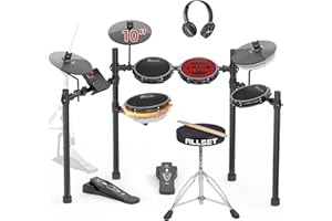 ALLSET Groove Electric Drum Kit - 8" Double Layer Mesh Pads | 210+ Sounds | Full Size Kit/ 10" Cymbal & Rock Solid Pedals | Silent Practice | Compact foldable Design| Ideal for Kids & Adults