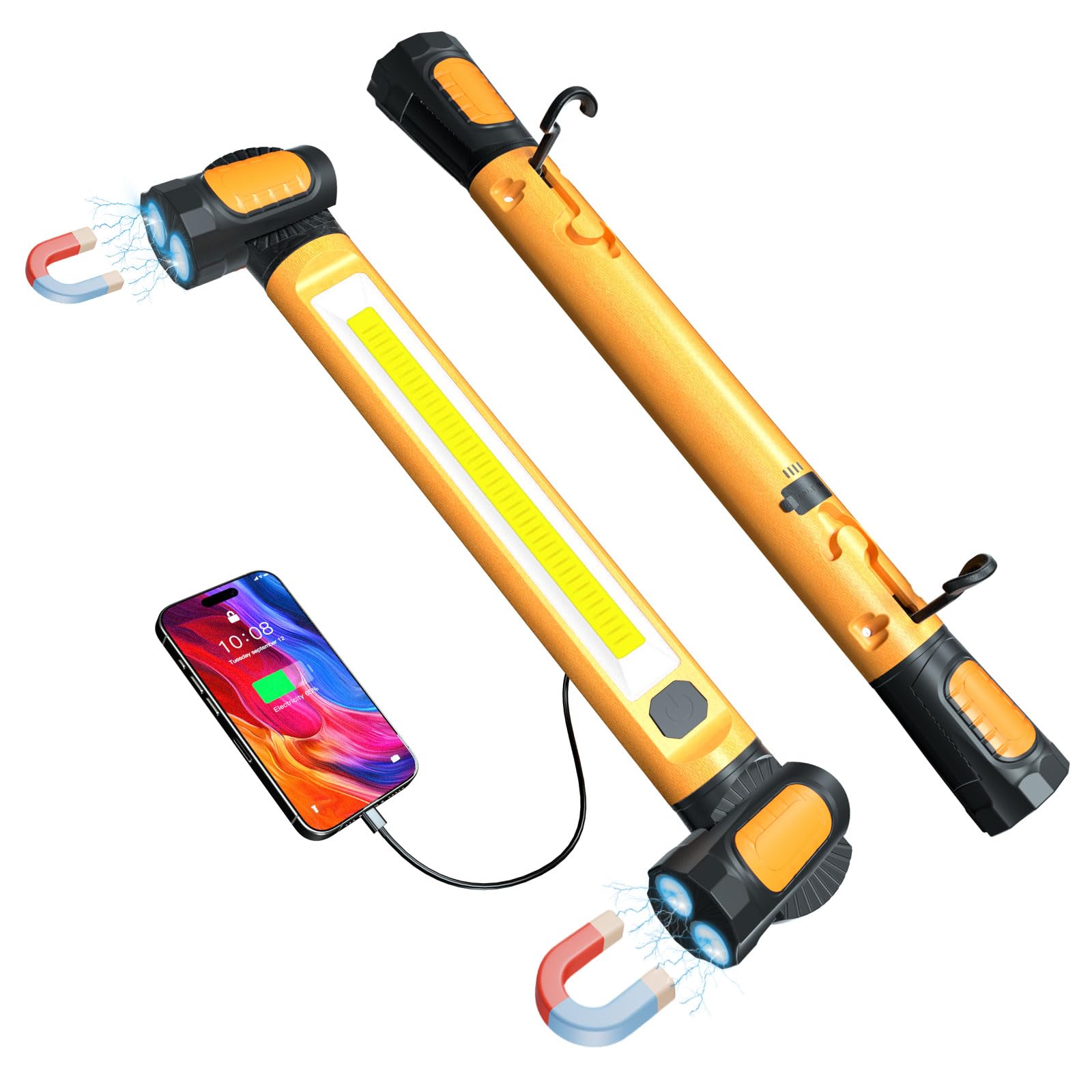 Photo 1 of Work Light for Mechanic,3200LM LED Work Lights,5400mAh Rechargeable Magnetic Light bar,Portable Automotive Tools Underhood Light with Hooks for Car Garage Workshop Emergency,Gifts for Him, Yellow