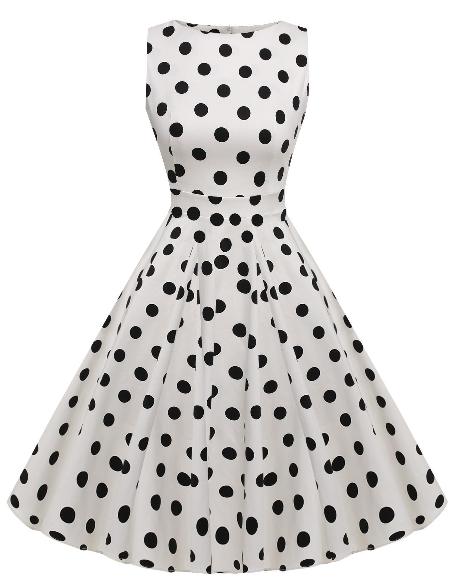 Parabler 50s Vestidos Vintage Retro Rockabilly Clásico Vestido de Mujer sin Mangas