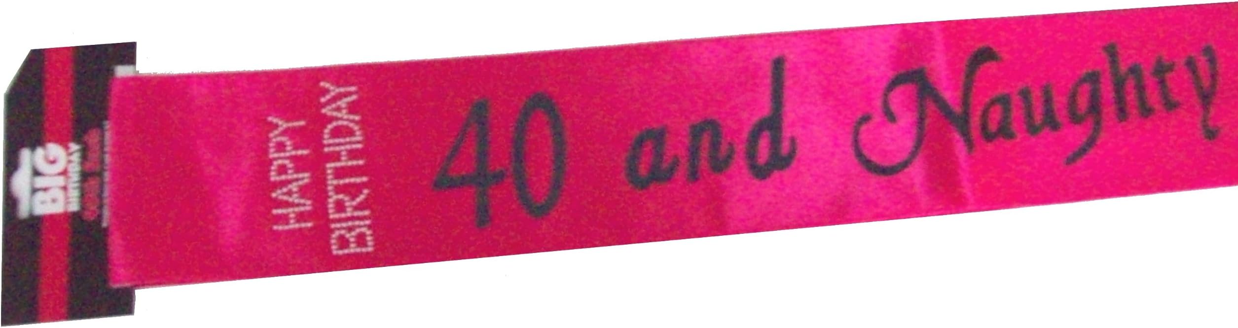 40th Birthday Sash 40 And Naughty Pink & Black Satin Happy Birthday Party Sash With Diamante Stones