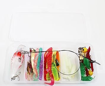 Amazon Hiromarujp 釣具 ルアー ワーム スプーン ジグヘッド 釣り 針 ケース 付き 疑似餌 約 40点 セット Hiromarujp ルアー