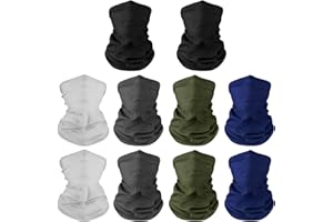 CHRORINE 10 Pcs Neck Gaiter Headwear Bandana Face Scarf Headband for Men Women Motorcycle Cycling Fishing Hiking Ski