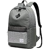 VASCHY Backpack for Men Women, Water-Resistant School Backpack Bookbag Schoolbag Casual Daypack Work Gray