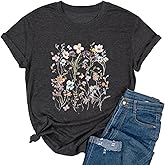 Yimoya Vintage Floral Shirts Womens Boho Wildflowers Graphic Tees Flowers Tops