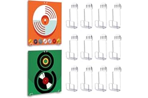 Kalami 4 Sets 12 Pcs Vinyl Record Display Shelf Wall Mount with Adhesive Tape, Clear Acrylic Music Album Cover Holder No Screw for Home Decor-Single LP