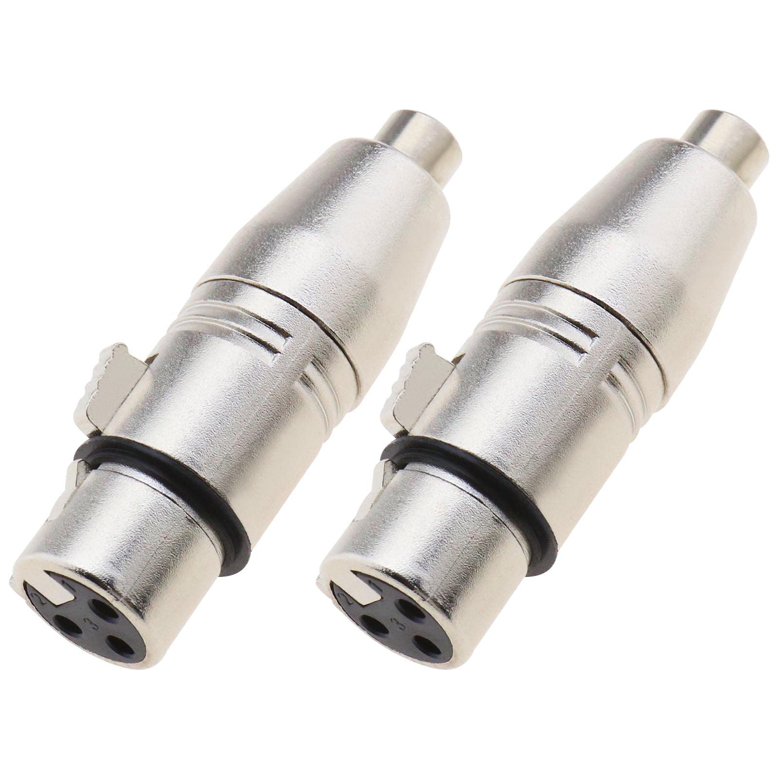 ECSiNG 2-Pack 3-Pin XLR Female to RCA Female Adapter, Audio Mic Connector, XLR to RCA Converter, Gender Changer, Coupler