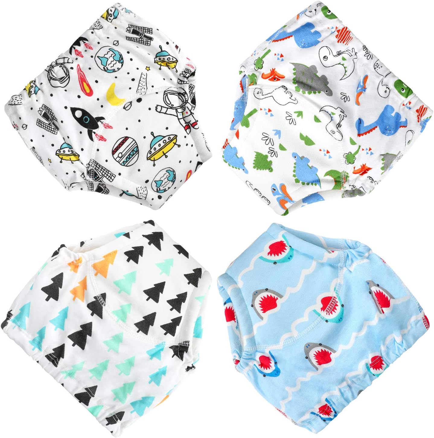 Flyish Baby Potty Training Pants, 4 Packs Toddler Potty Training Pants Cotton Training Pants 18M- 3T (Mixed Boys and Girls)