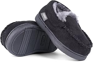 SEMARY Toddler Kids' Moccasin House Shoe with Indoor Outdoor Memory Foam Sole Protection Slipper U722WLFX-0914