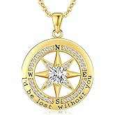S925 Necklace Gift for Wife |Compass Jewelry |Women Anniversary |Sterling Silver |Girlfriend Birthday Gifts for Her Valentines |I'd be Lost without You |Jewel 18K Gold