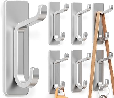pickpiff Self Adhesive Hooks Stainless Extra Sticky 6 Pack Heavy Duty