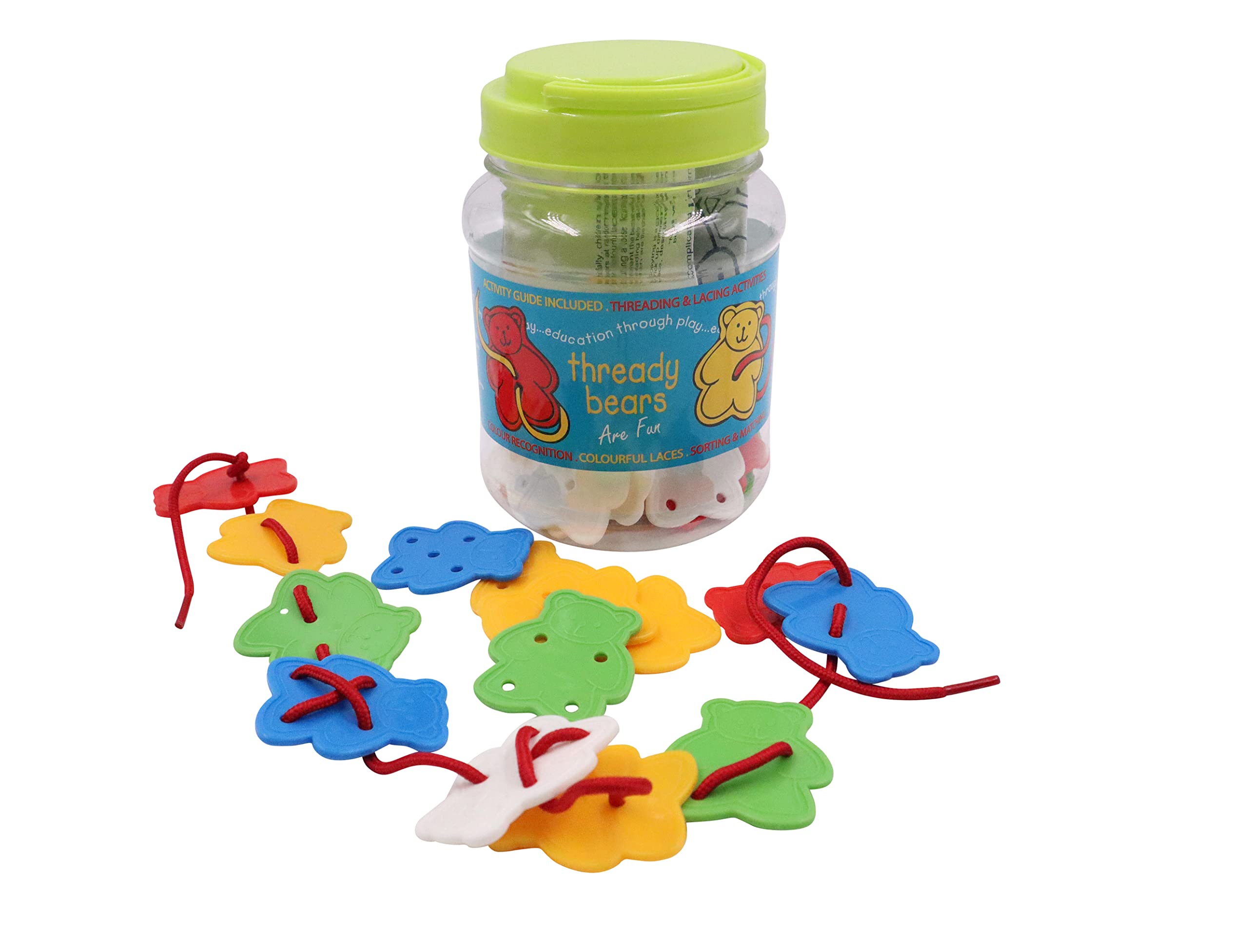 Craftplay Lacing thready Bears | Pack of 50 Bears with Lacing Holes | Laces Included | Educational