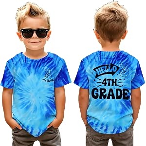 BOUTIKOME Toddler Boy Girl First Day of School Shirt Hello First Second Third Fourth Grade T-Shirt Kid Boy Back to School Tee
