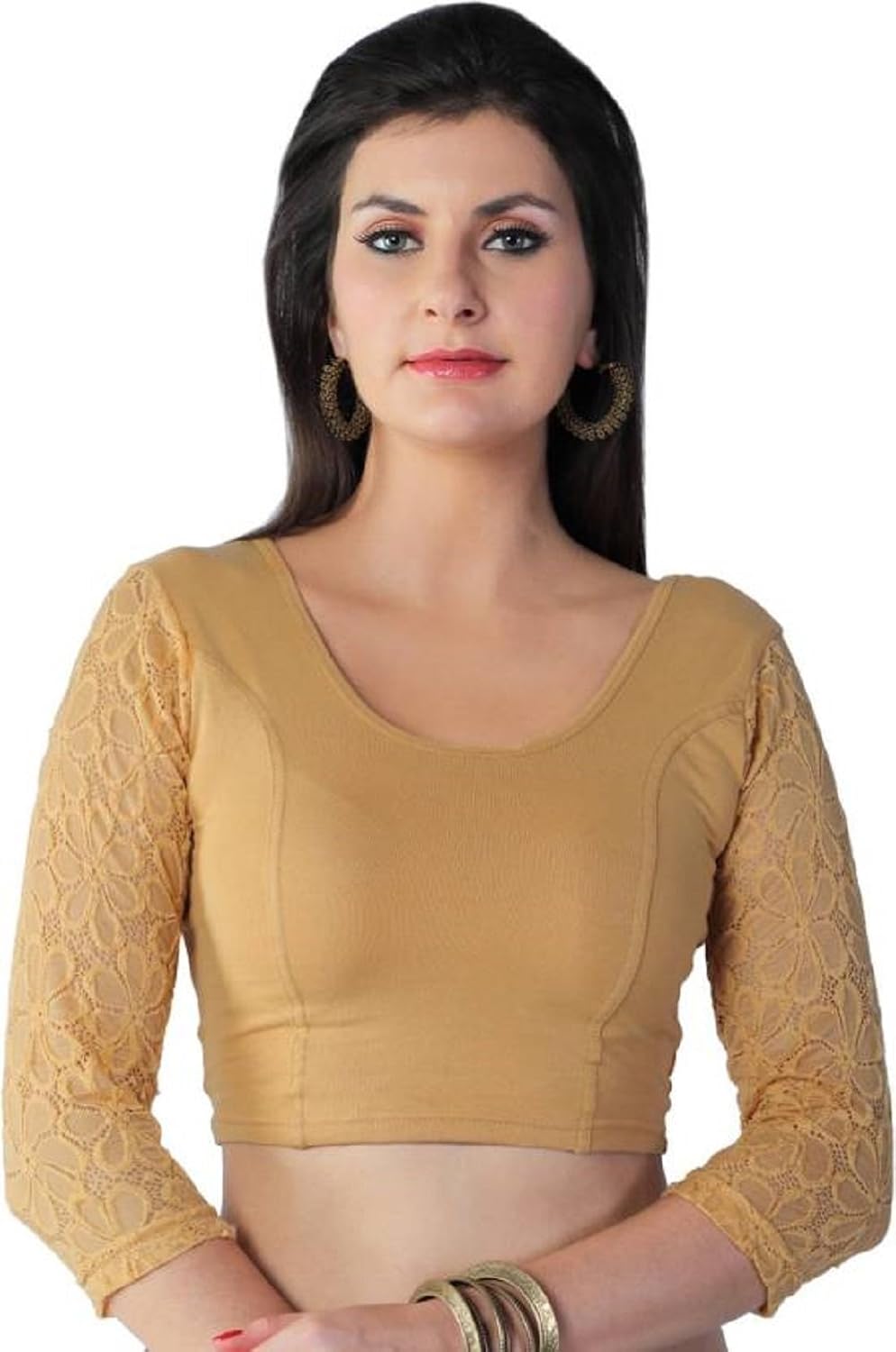 fressia fabrics women's stretchable readymade saree blouse crop top choli