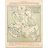 Vintage Masters Golf Augusta National Wall Art Course Map 1954 Golf Decor - Golf Wall Art Poster Golf Pictures Wall Decor for Your Office or Home - Masters Golf Merchandise Golf Art 11x14 Print