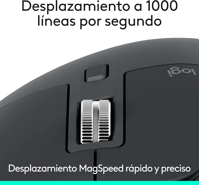 MX Master 3S, rato sem fios de alto desempenho com scroll ultra-rápido, ergo, 8000 dpi, Crystal Tracking, cliques discretos, Bluetooth, Windows, Linux e Chrome - Grafite