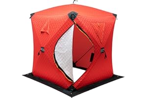 ZAWAYINE Ice Fishing Tent Waterproof Carrying Bag Ice Shelter Fishing Tent with Detachable Ventilation Windows Oxford Fabric Zippered Door 1-2 Person