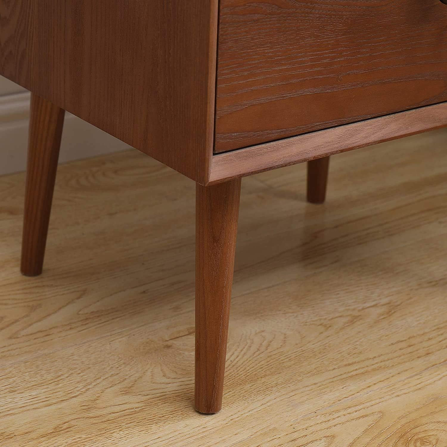 Hooseng Modern Nightstand with 2 Drawers Night Stand End Table Dresser for Home, Bedroom Accessories, Office, College Dorm, Steel Frame, Wood Top, Easy Pull Fabric Bins, Brown: Furniture & Decor