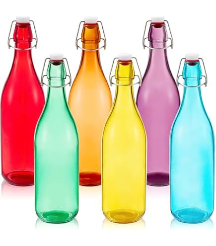 Giara Bottiglia Rocco Bormioli - Vetro Color Rosso Spray, Tappo In Plastica, Capacità 1L, Lavabile In Lavastoviglie - Foto 10