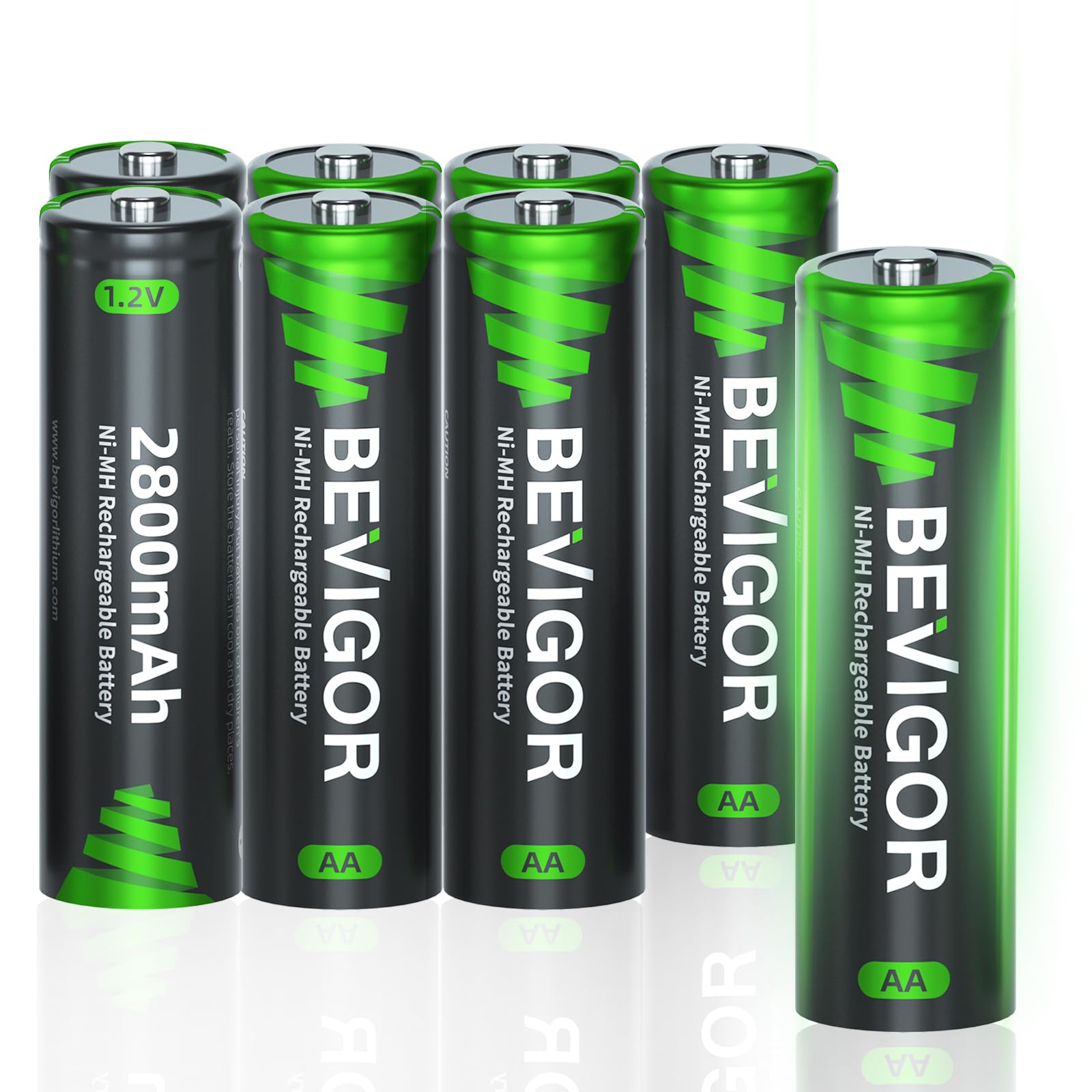 BEVIGOR AA Akkubatterien, 2800mAh 1.2V Akku hohe Kapazität AA NiMH wiederaufladbare Batterien, 8 Stück, vorgeladen