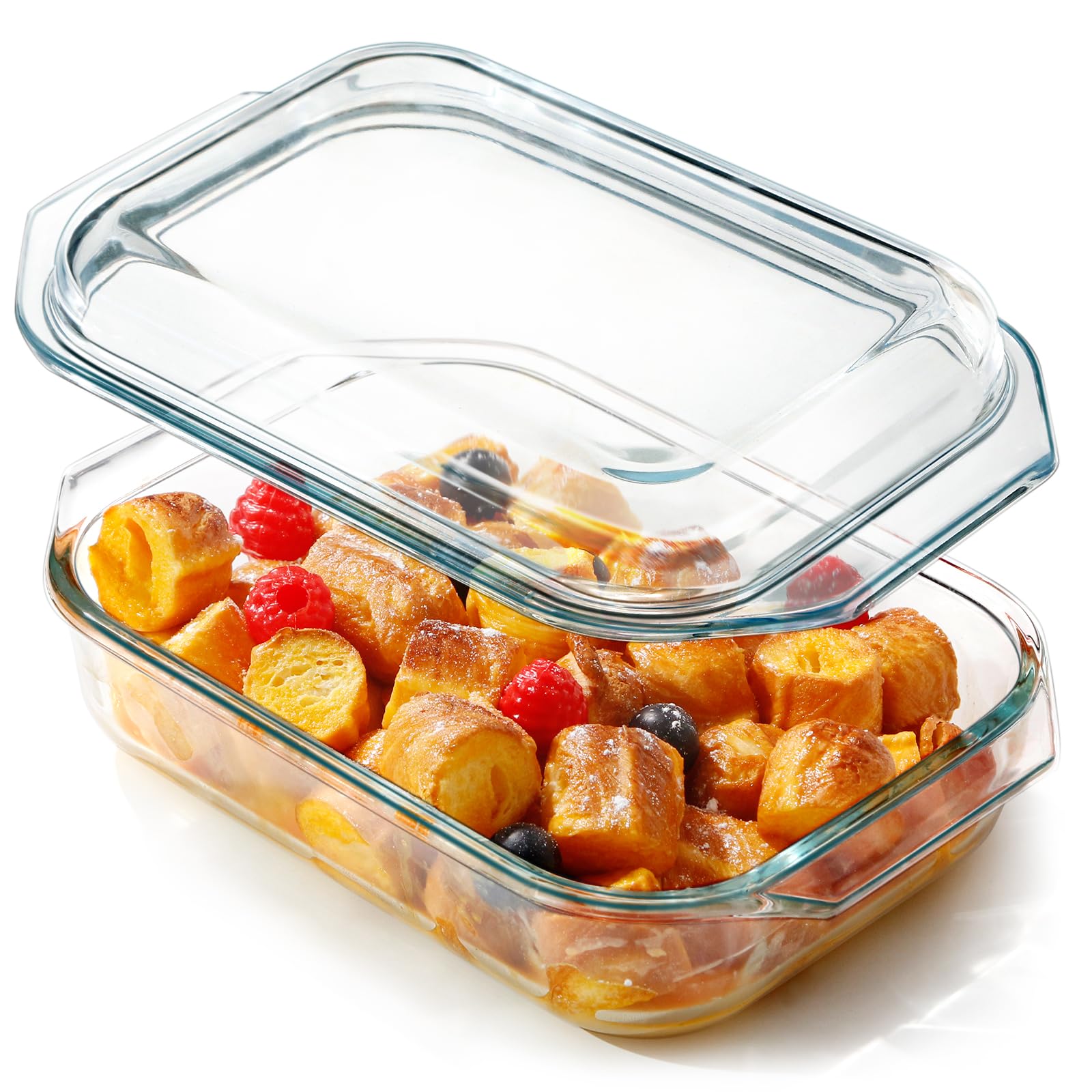 NUTRIUPS 1.35L Glass Casserole Dish With Glass Lid, Glass Bakeware Glass Microwave Casserole Dish Lidded, Oven Cookware