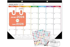Umriox Desk Calendar 2024-2025, 17" x 12", 18 Months Desktop Calendar, Jan 2024 - Jun 2025, Desktop Calendar for School Work and Home Planner
